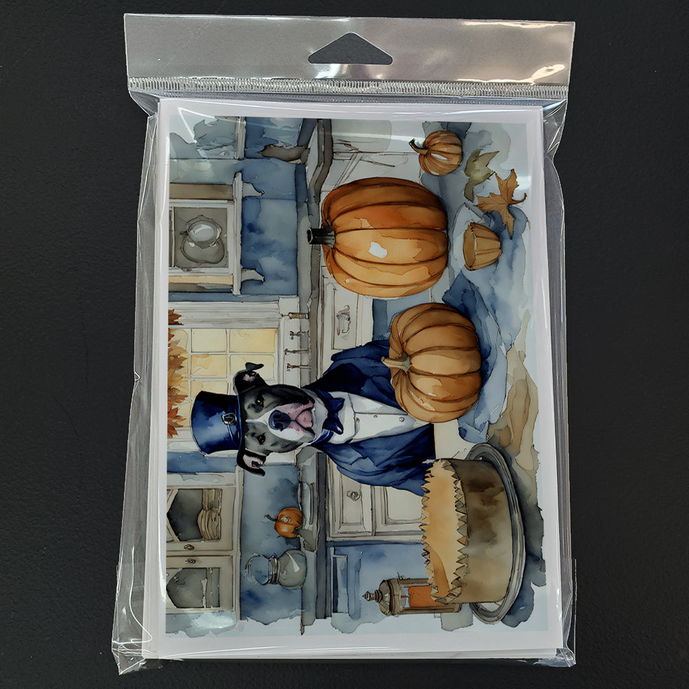 Pit Bull Terrier Fall Kitchen Pumpkins Greeting Cards Pack of 8