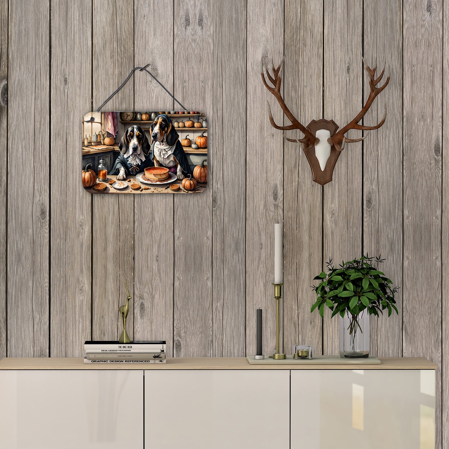 Basset Hound Fall Kitchen Pumpkins Wall or Door Hanging Prints