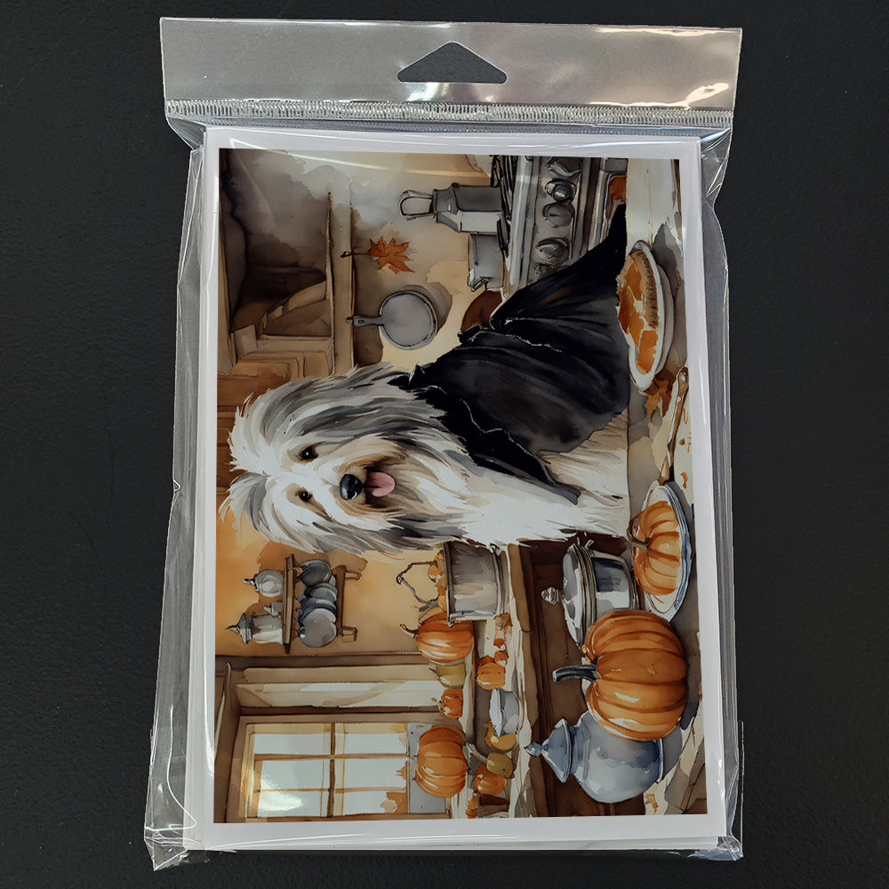 Bearded Collie Fall Kitchen Pumpkins Greeting Cards Pack of 8
