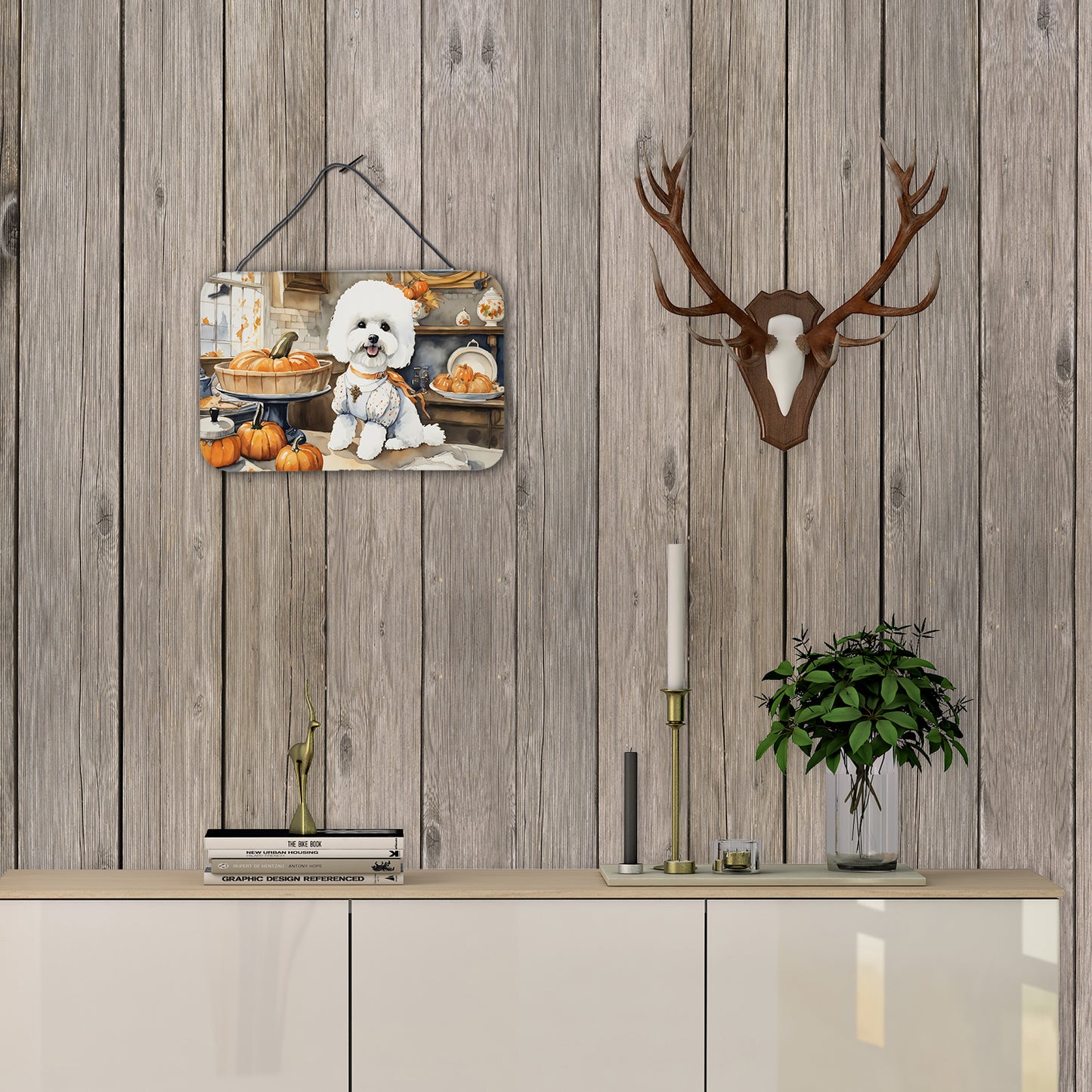 Bichon Frise Fall Kitchen Pumpkins Wall or Door Hanging Prints