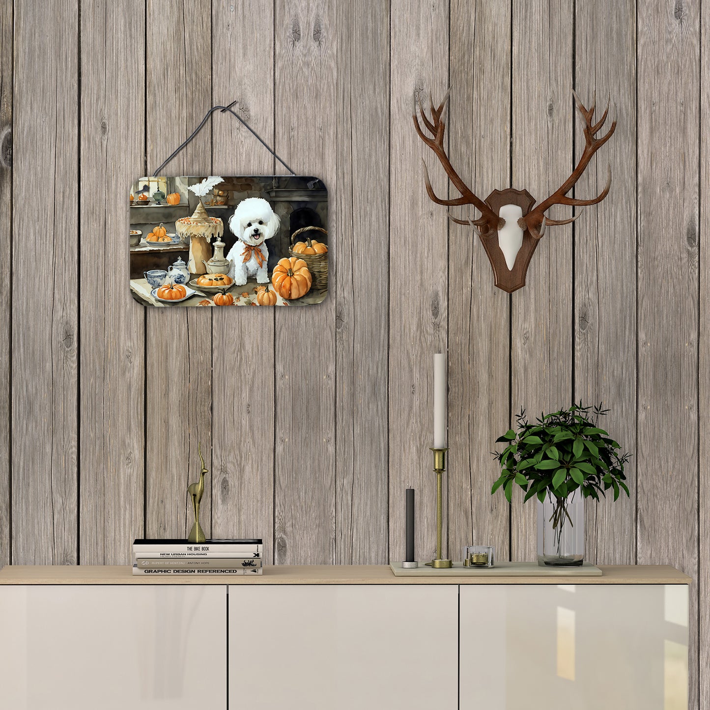Bichon Frise Fall Kitchen Pumpkins Wall or Door Hanging Prints