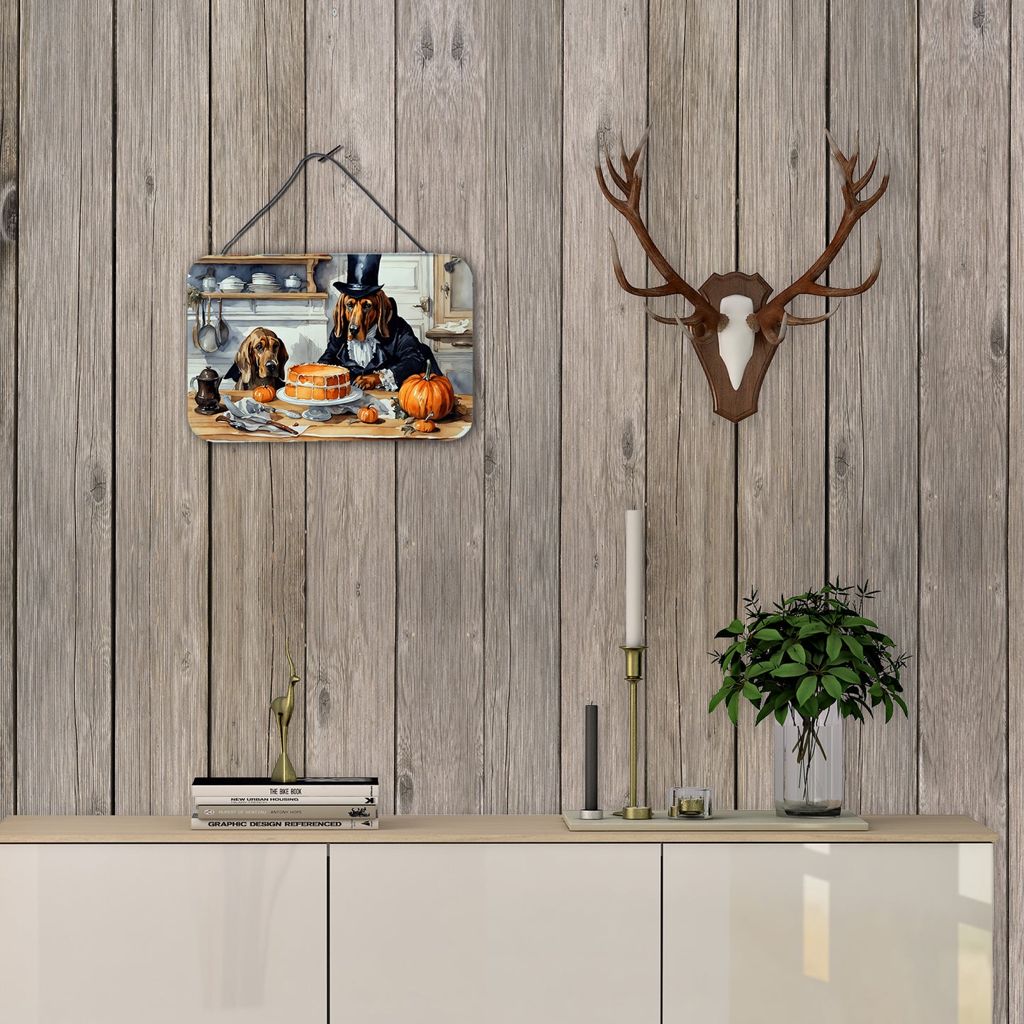 Bloodhound Fall Kitchen Pumpkins Wall or Door Hanging Prints