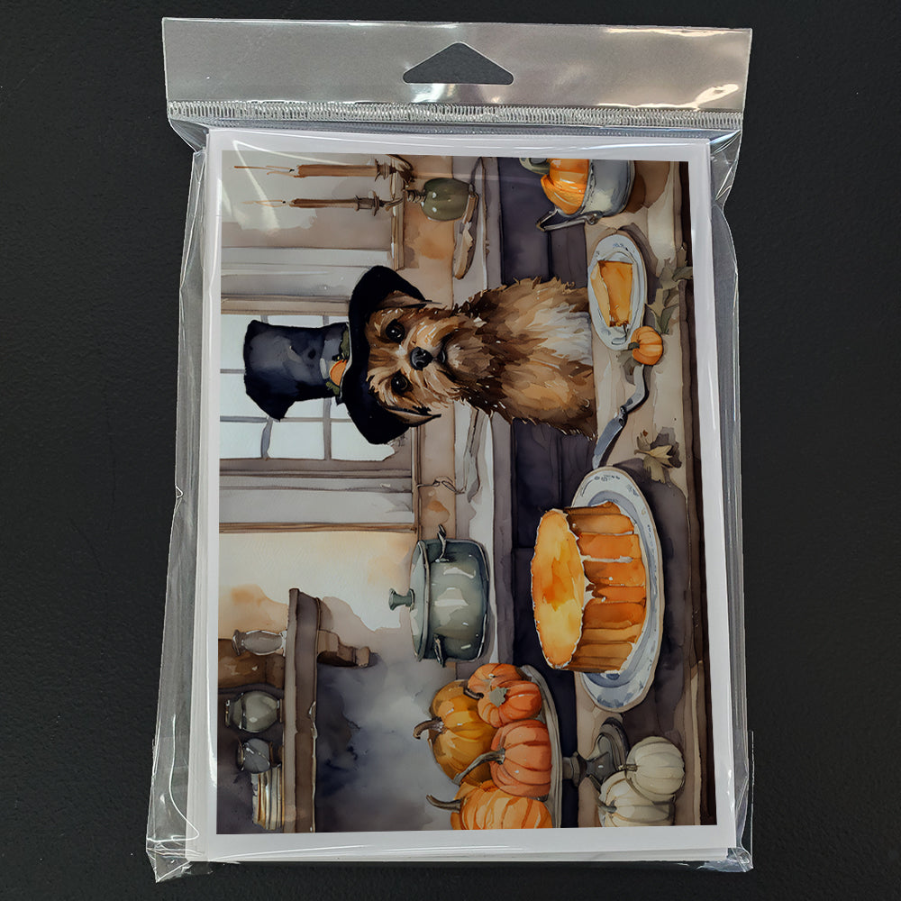 Border Terrier Fall Kitchen Pumpkins Greeting Cards Pack of 8