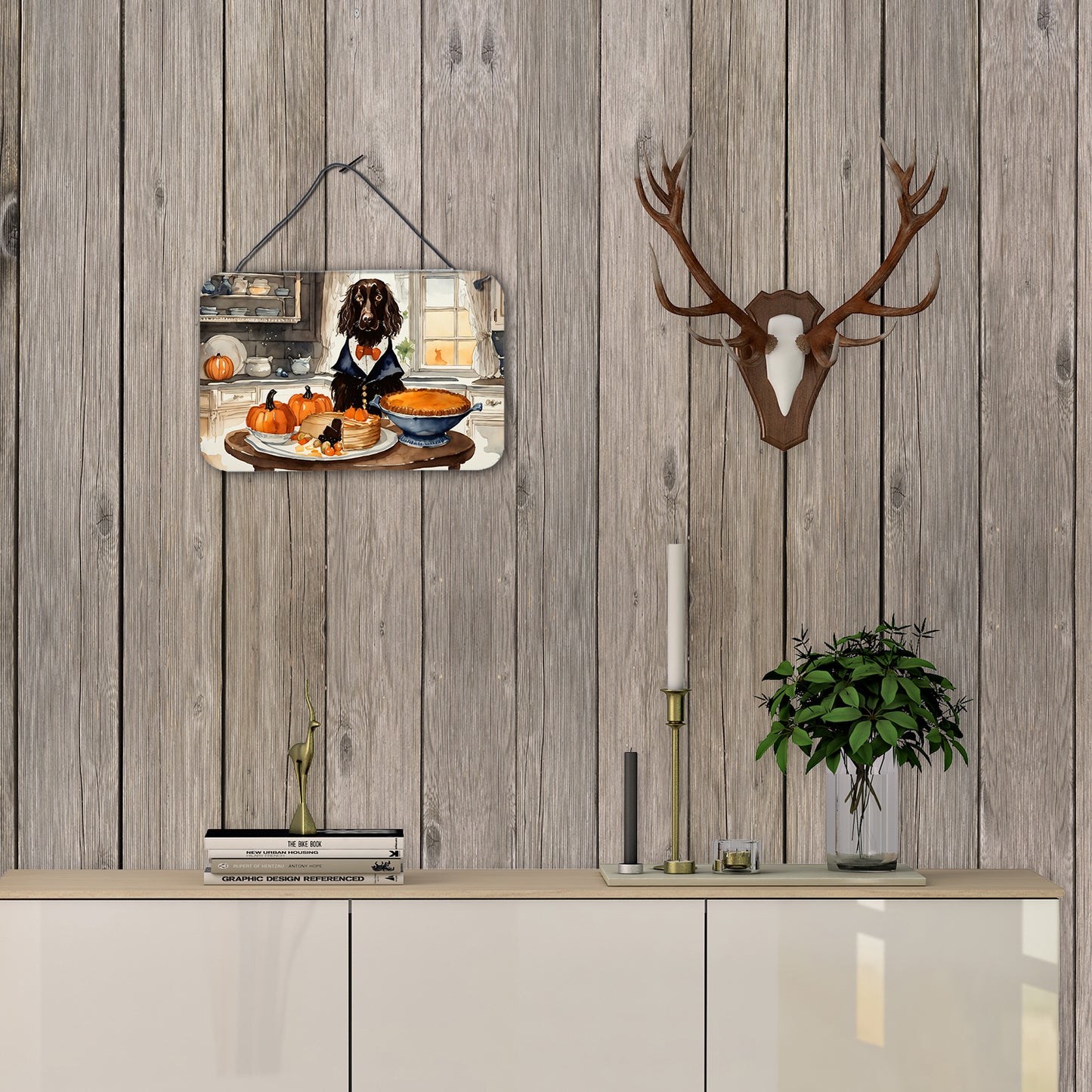 Boykin Spaniel Fall Kitchen Pumpkins Wall or Door Hanging Prints