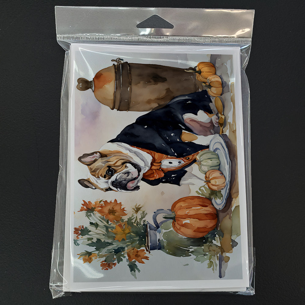 English Bulldog Fall Kitchen Pumpkins Greeting Cards Pack of 8