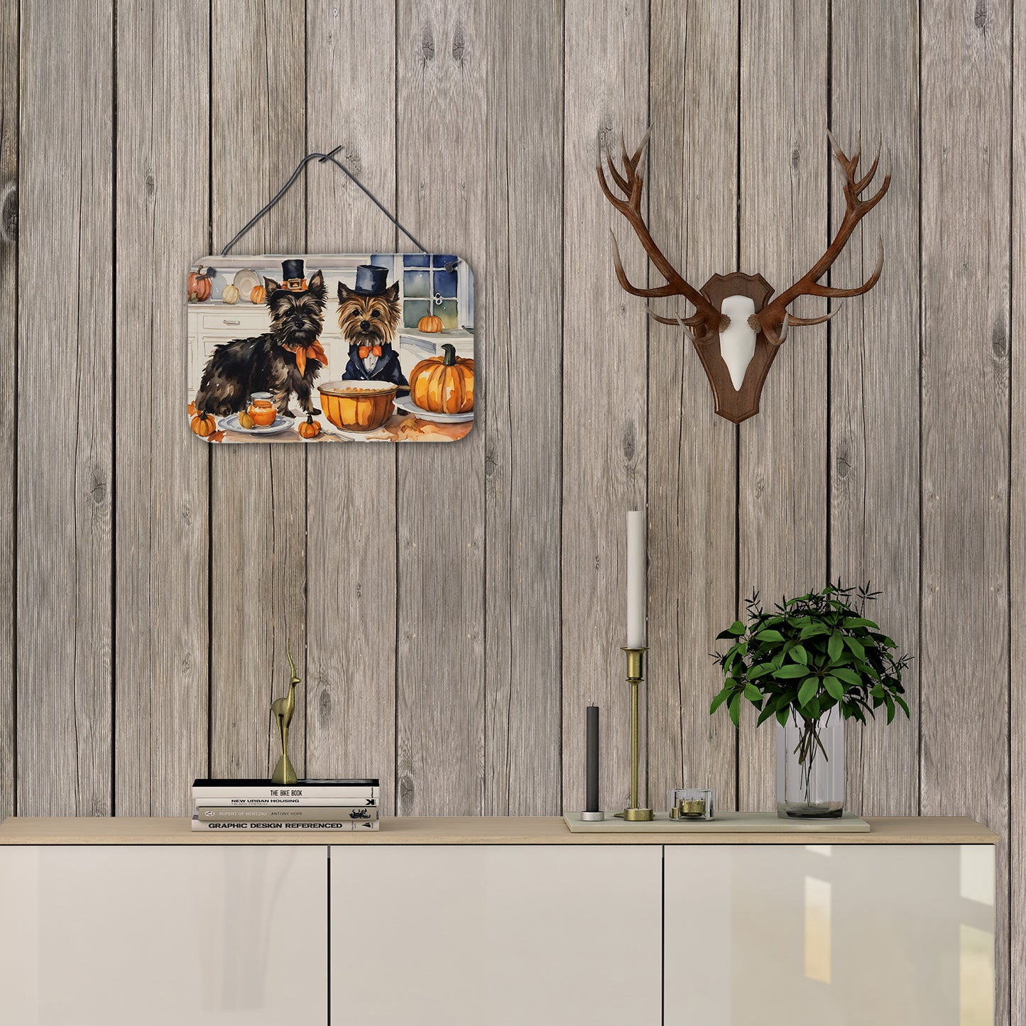Cairn Terrier Fall Kitchen Pumpkins Wall or Door Hanging Prints