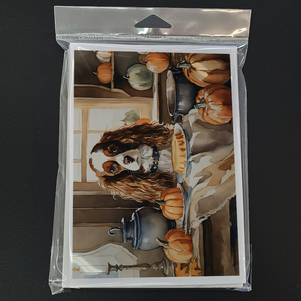 Cavalier Spaniel Fall Kitchen Pumpkins Greeting Cards Pack of 8