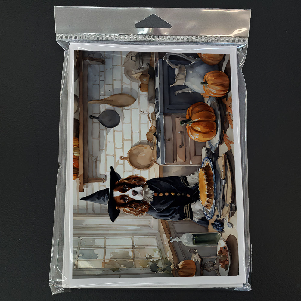 Cavalier Spaniel Fall Kitchen Pumpkins Greeting Cards Pack of 8