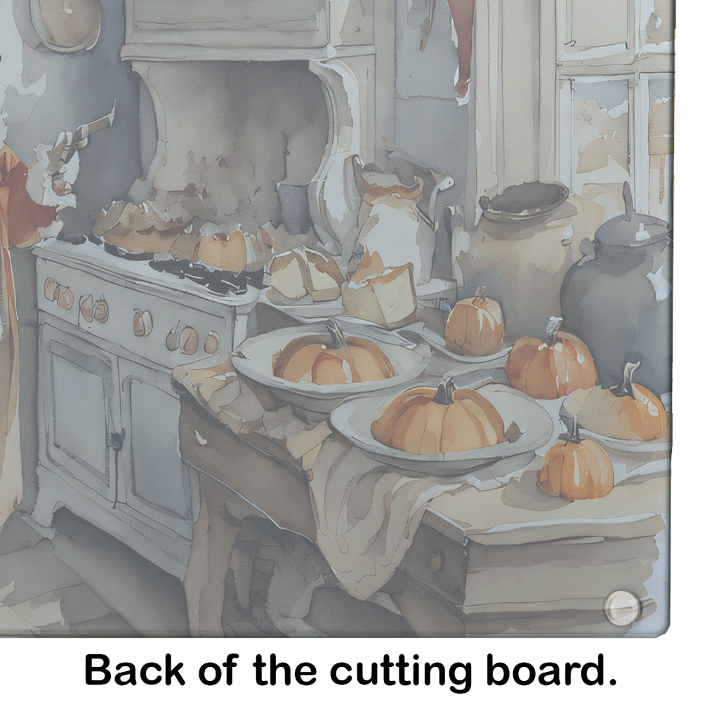 Corgi Fall Kitchen Pumpkins Glass Cutting Board