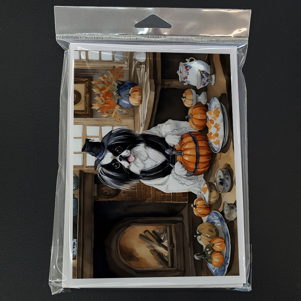 Japanese Chin Fall Kitchen Pumpkins Greeting Cards Pack of 8
