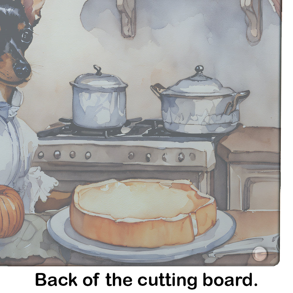 Miniature Pinscher Fall Kitchen Pumpkins Glass Cutting Board