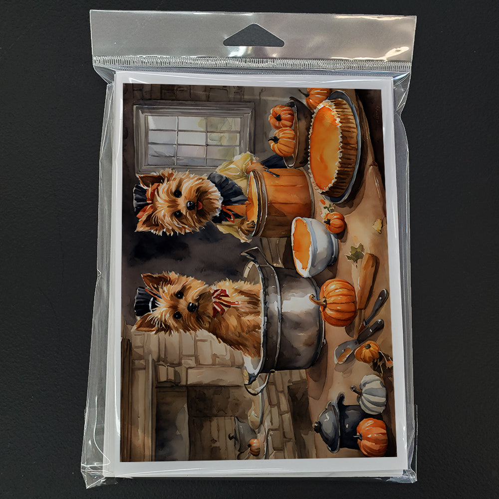 Norwich Terrier Fall Kitchen Pumpkins Greeting Cards Pack of 8