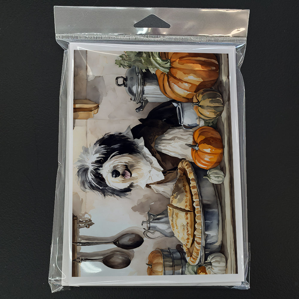 Old English Sheepdog Fall Kitchen Pumpkins Greeting Cards Pack of 8