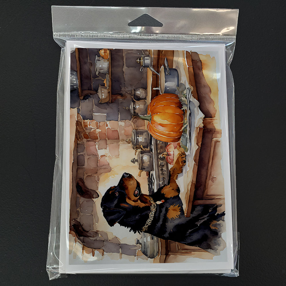 Rottweiler Fall Kitchen Pumpkins Greeting Cards Pack of 8