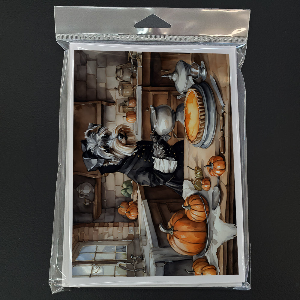 Schnauzer Fall Kitchen Pumpkins Greeting Cards Pack of 8