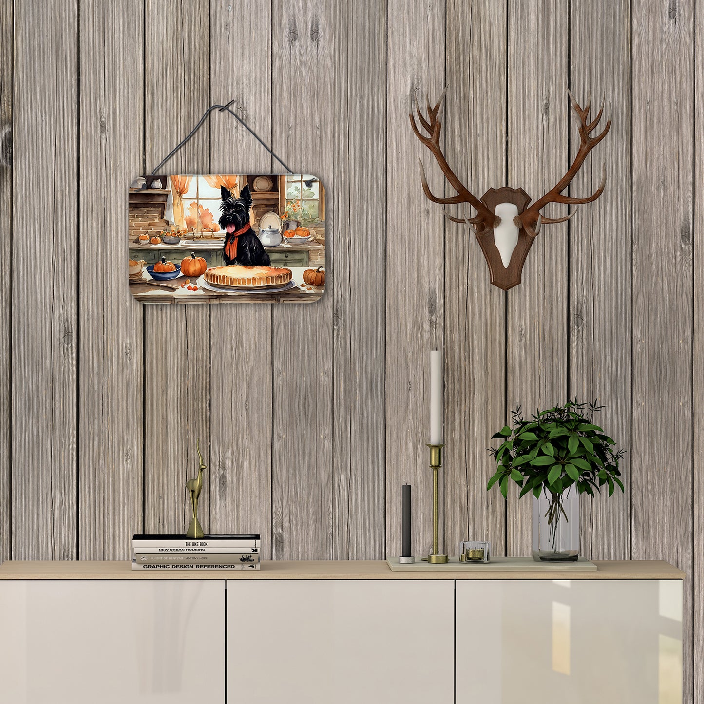 Scottish Terrier Fall Kitchen Pumpkins Wall or Door Hanging Prints
