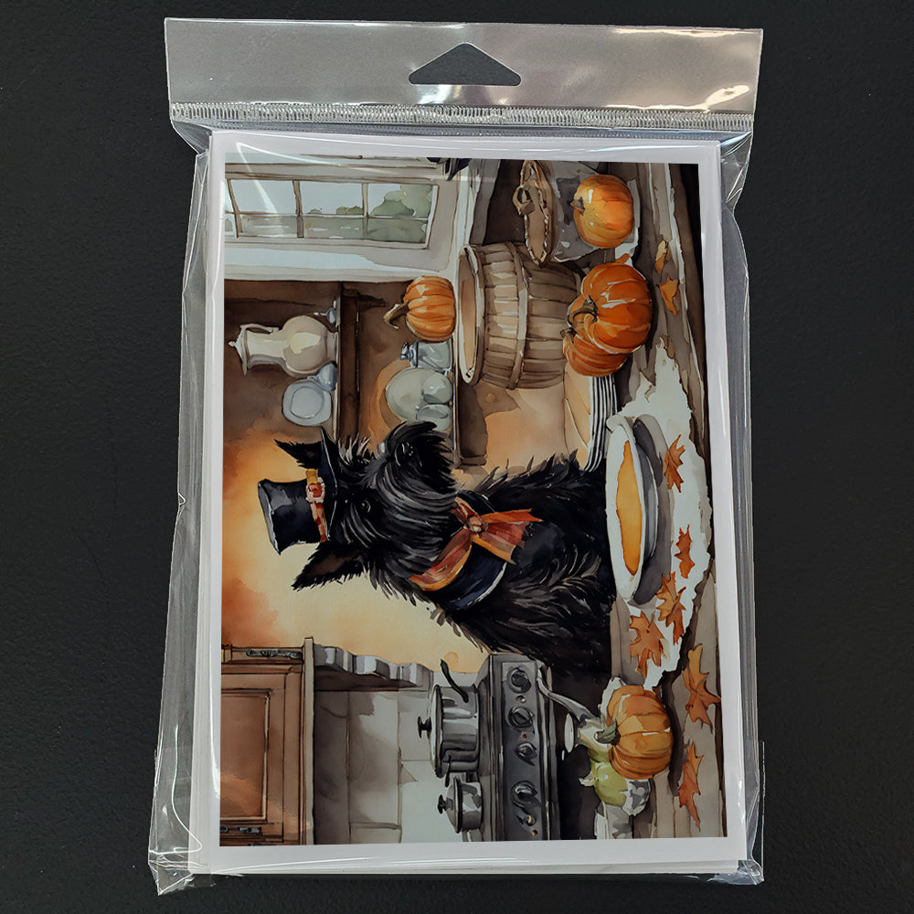 Scottish Terrier Fall Kitchen Pumpkins Greeting Cards Pack of 8