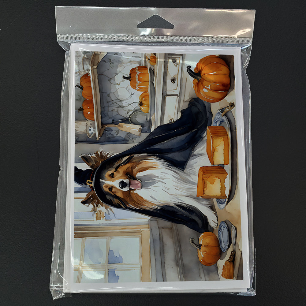 Sheltie Fall Kitchen Pumpkins Greeting Cards Pack of 8