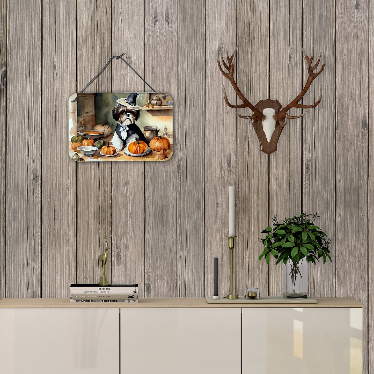 Shih Tzu Fall Kitchen Pumpkins Wall or Door Hanging Prints
