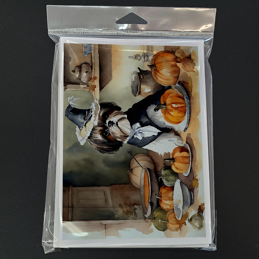Shih Tzu Fall Kitchen Pumpkins Greeting Cards Pack of 8