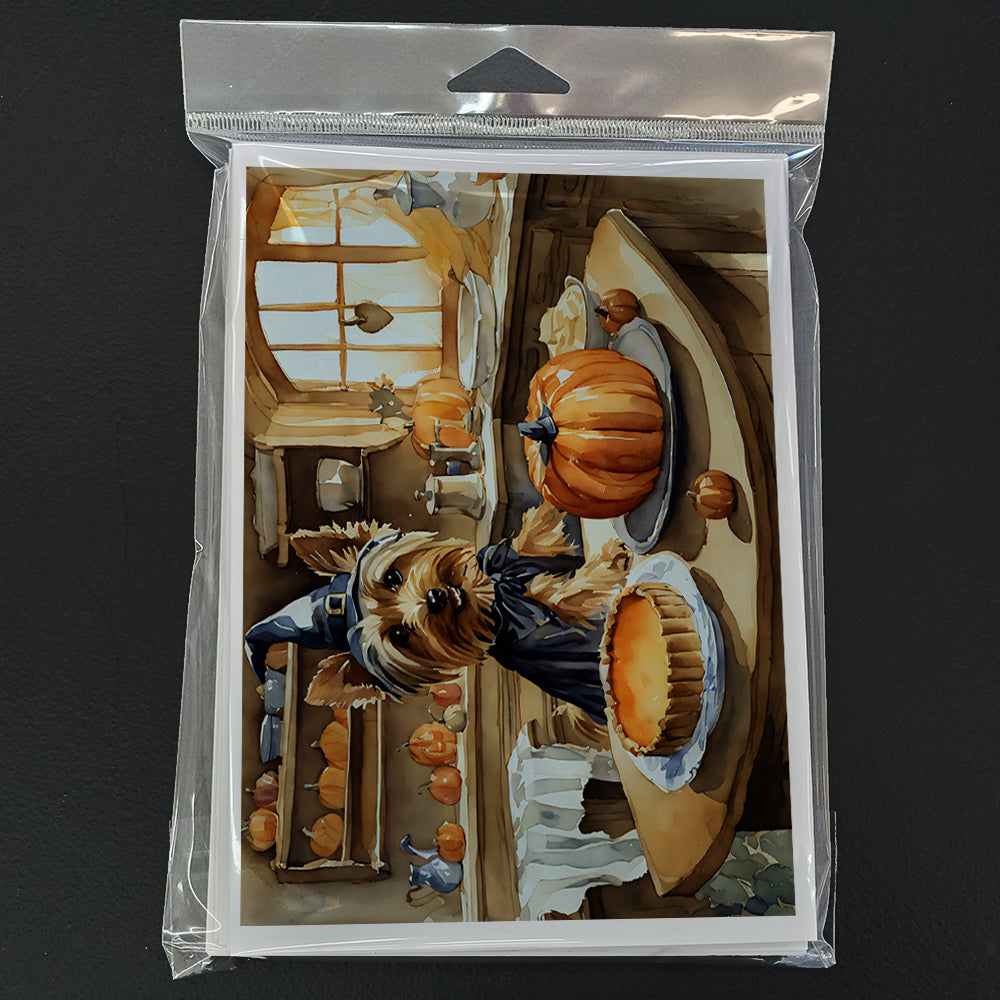 Silky Terrier Fall Kitchen Pumpkins Greeting Cards Pack of 8