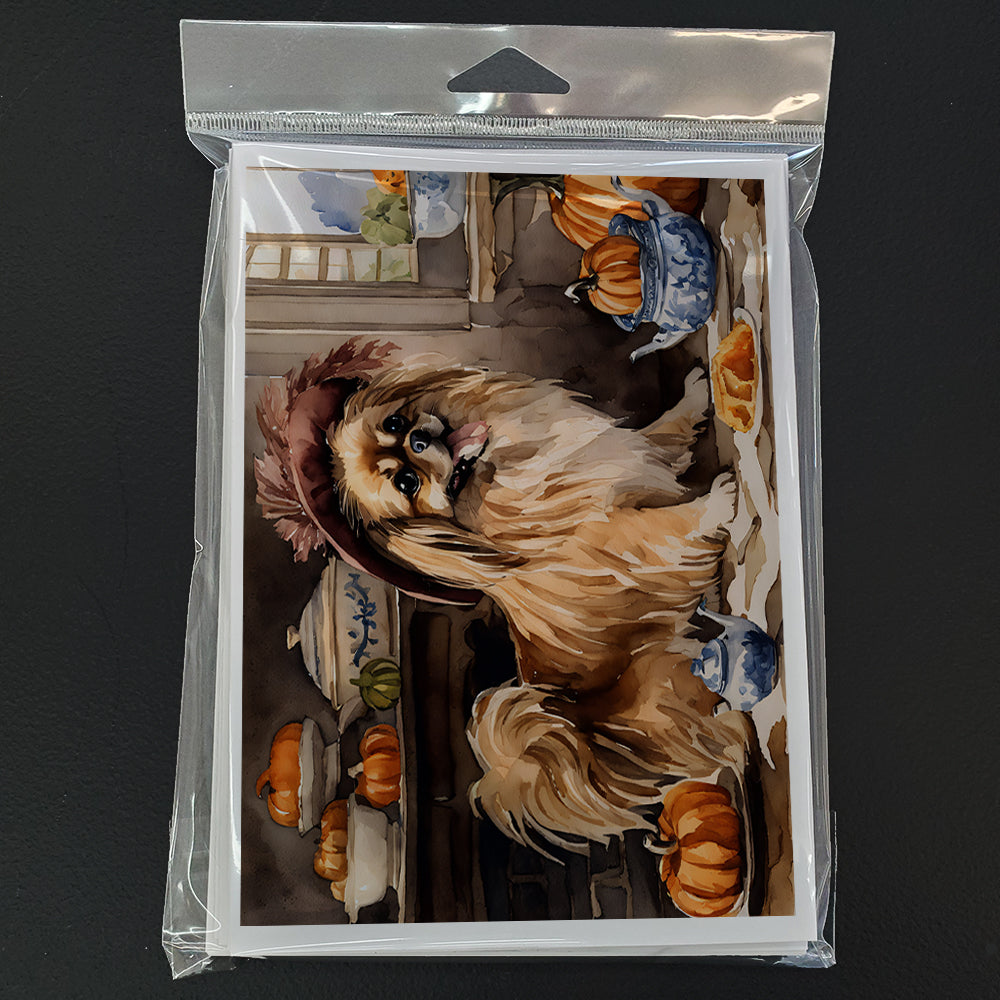 Tibetan Spaniel Fall Kitchen Pumpkins Greeting Cards Pack of 8