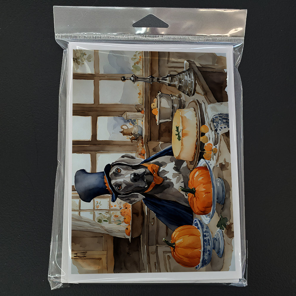 Weimaraner Fall Kitchen Pumpkins Greeting Cards Pack of 8