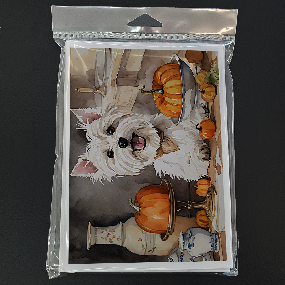 Westie Fall Kitchen Pumpkins Greeting Cards Pack of 8
