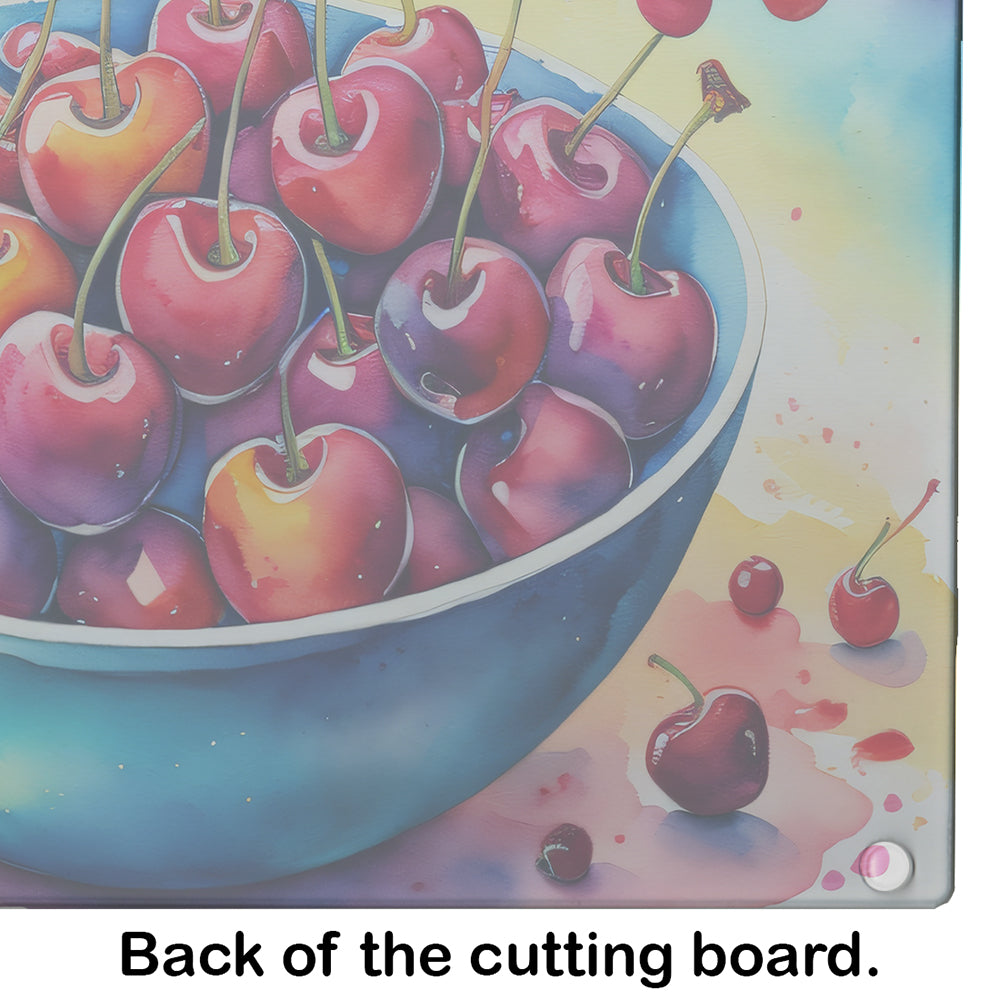 Colorful Cherries Glass Cutting Board