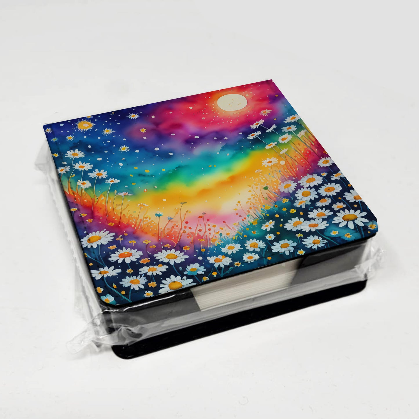 Colorful Daisies PU Leather Note Paper Holder