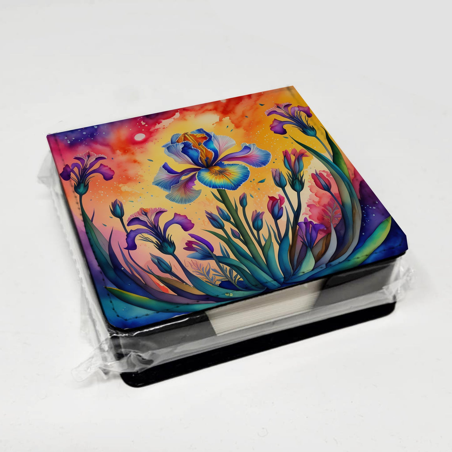 Colorful Iris PU Leather Note Paper Holder