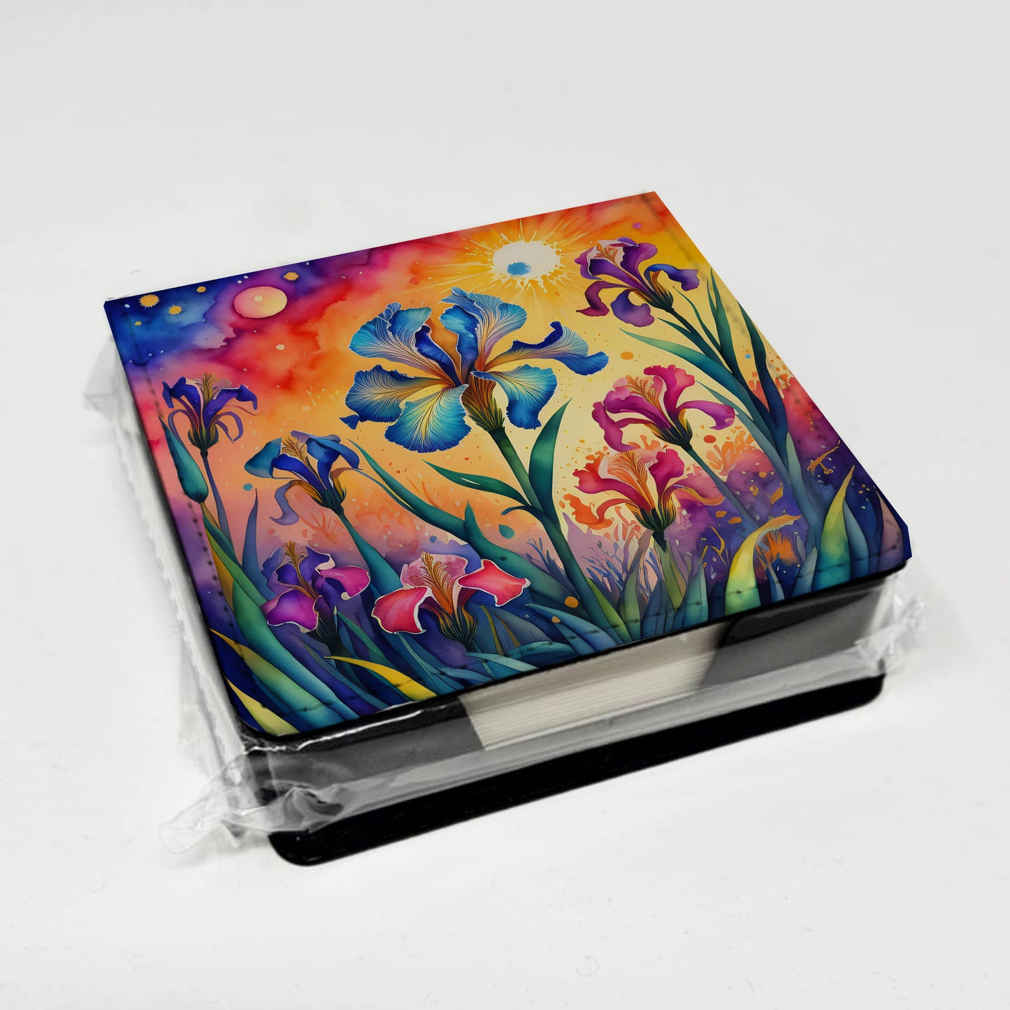 Colorful Iris PU Leather Note Paper Holder