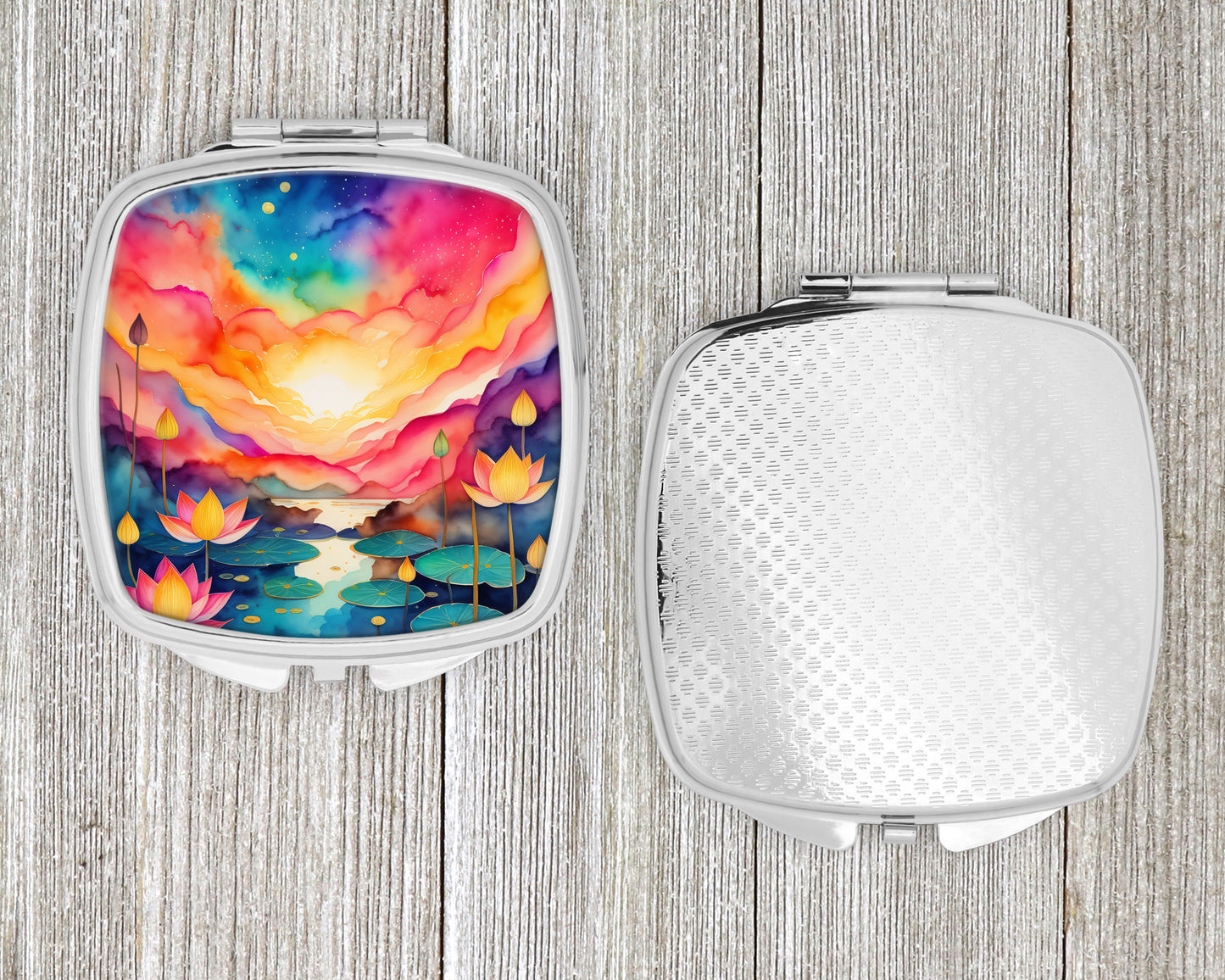 Colorful Lotus Compact Mirror