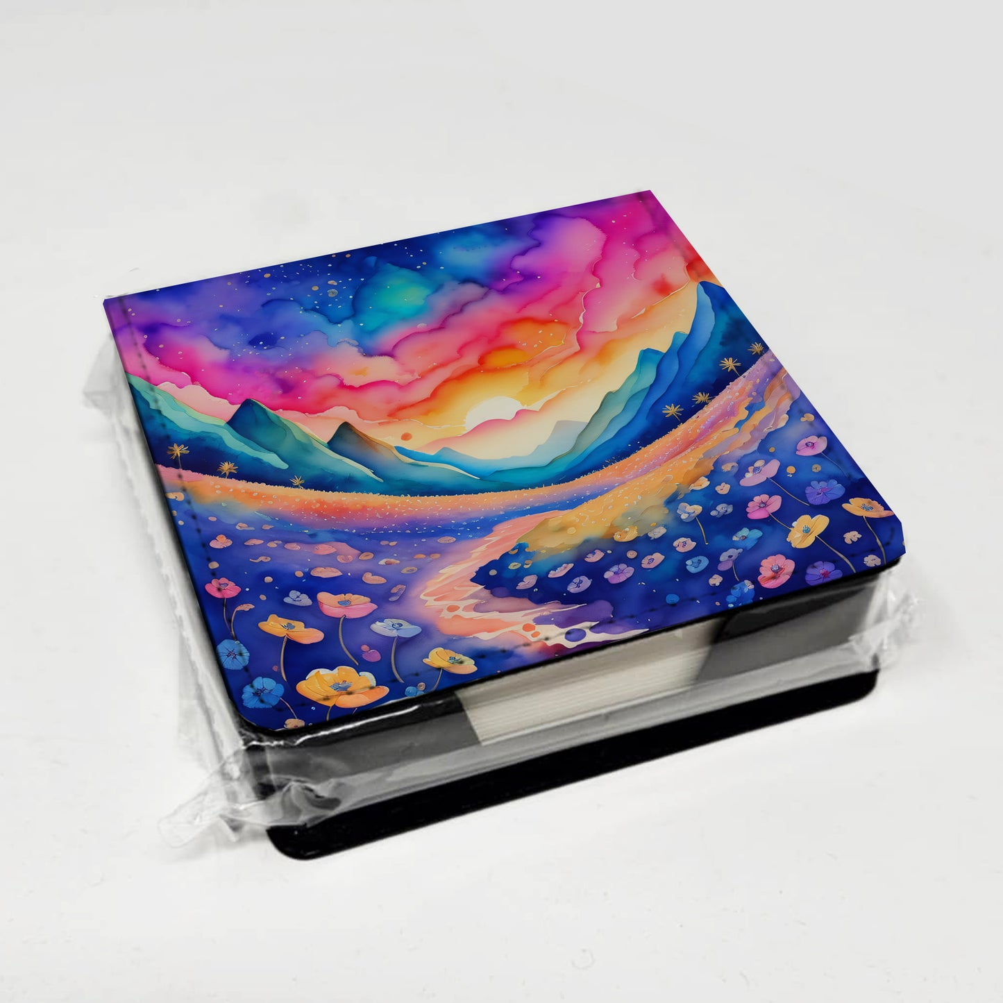 Colorful Periwinkles PU Leather Note Paper Holder