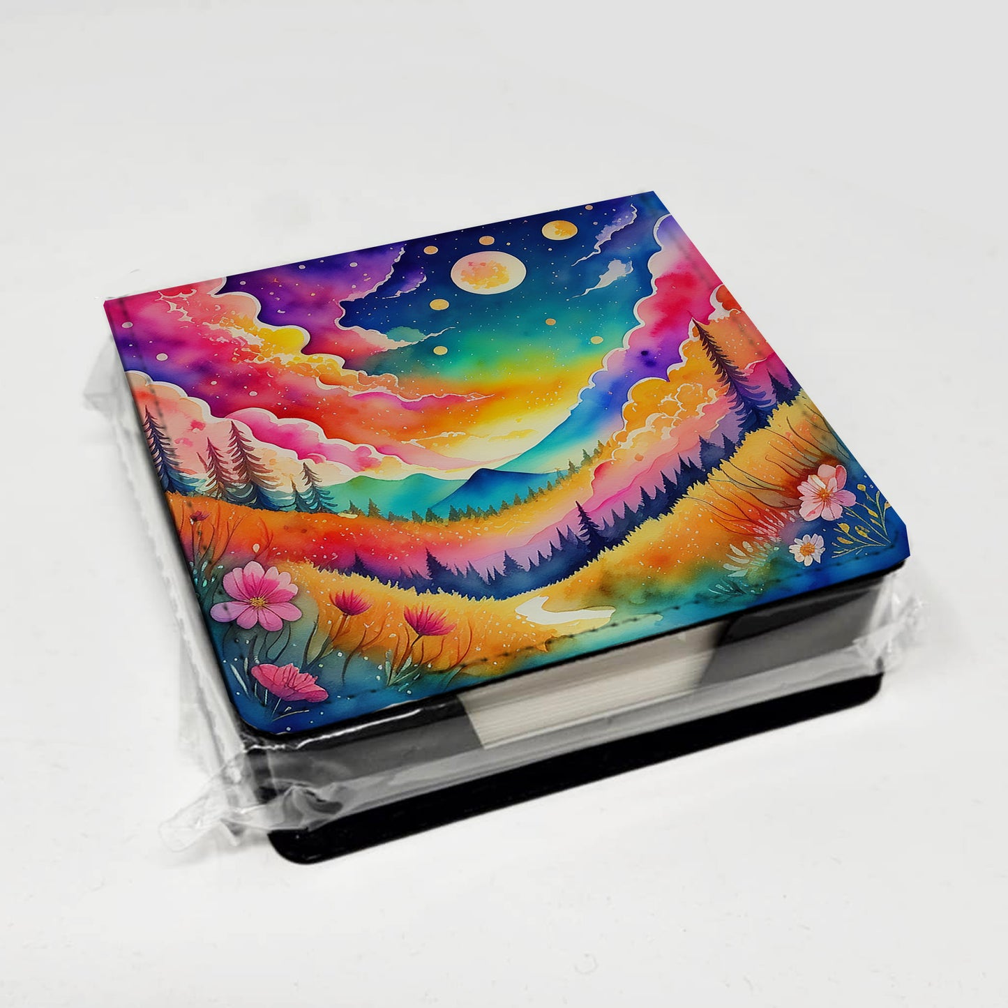 Colorful Stock, or gillyflower PU Leather Note Paper Holder