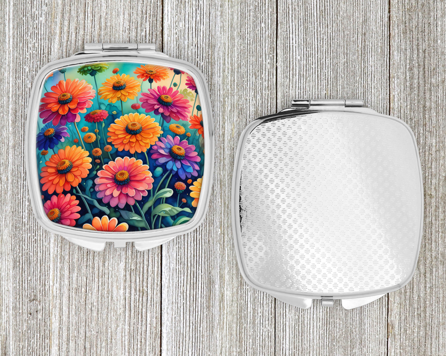 Colorful Zinnias Compact Mirror