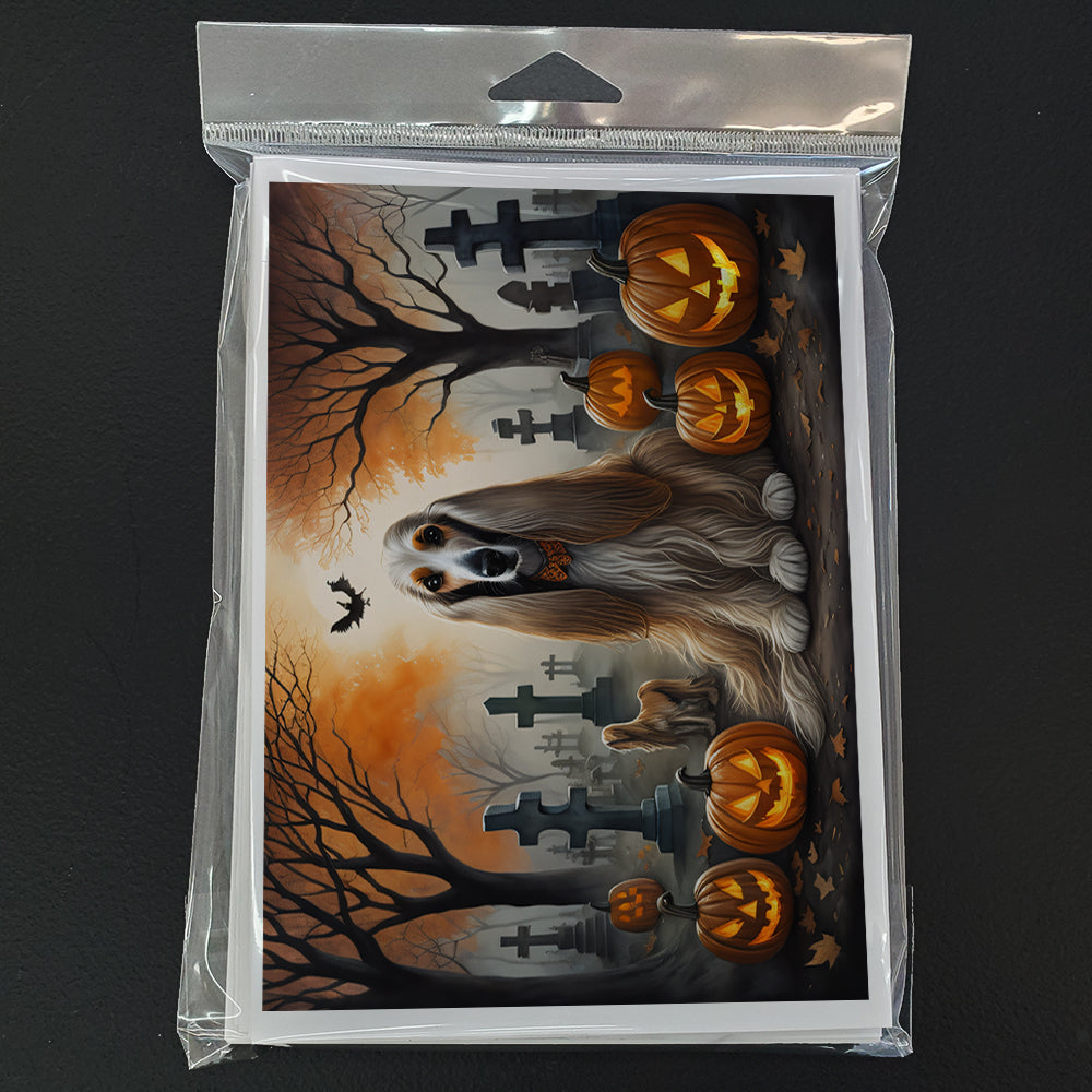 Afghan Hound Spooky Halloween Greeting Cards Pack of 8