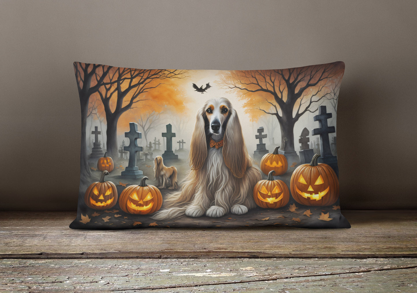 Afghan Hound Spooky Halloween Throw Pillow