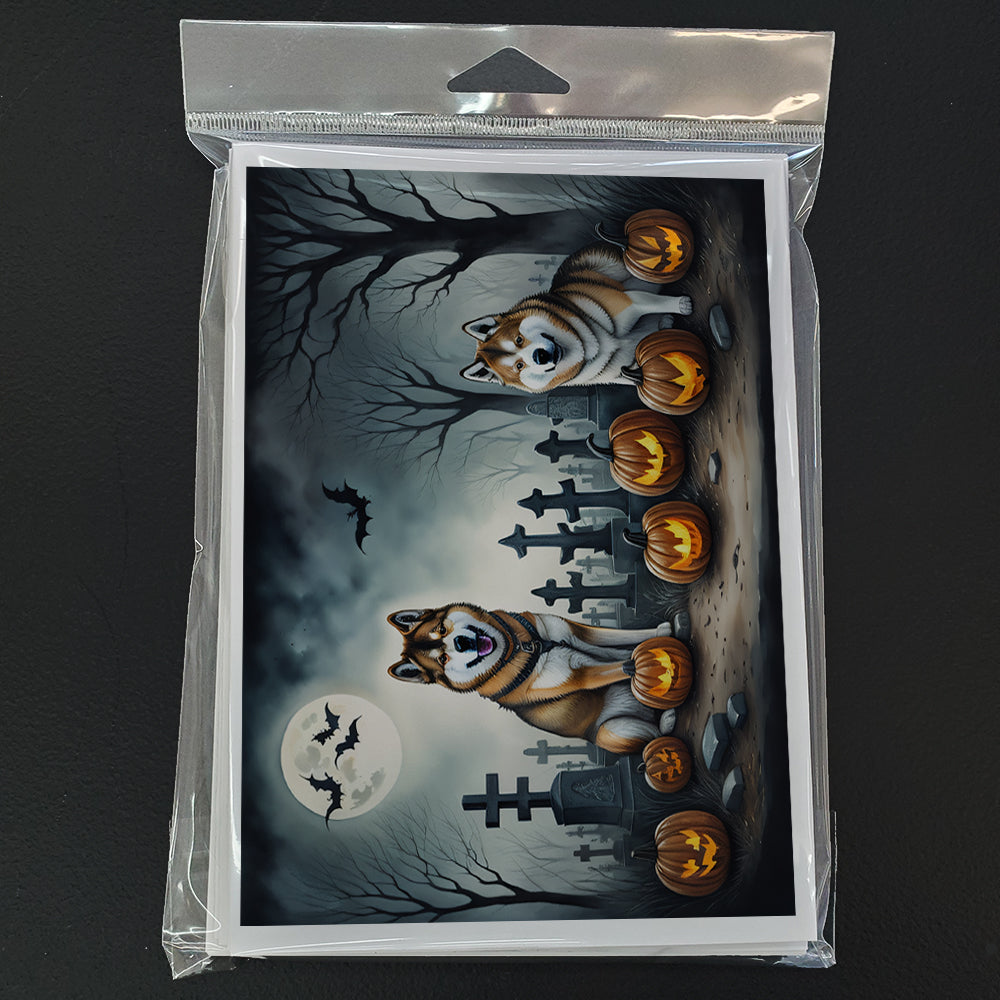 Akita Spooky Halloween Greeting Cards Pack of 8
