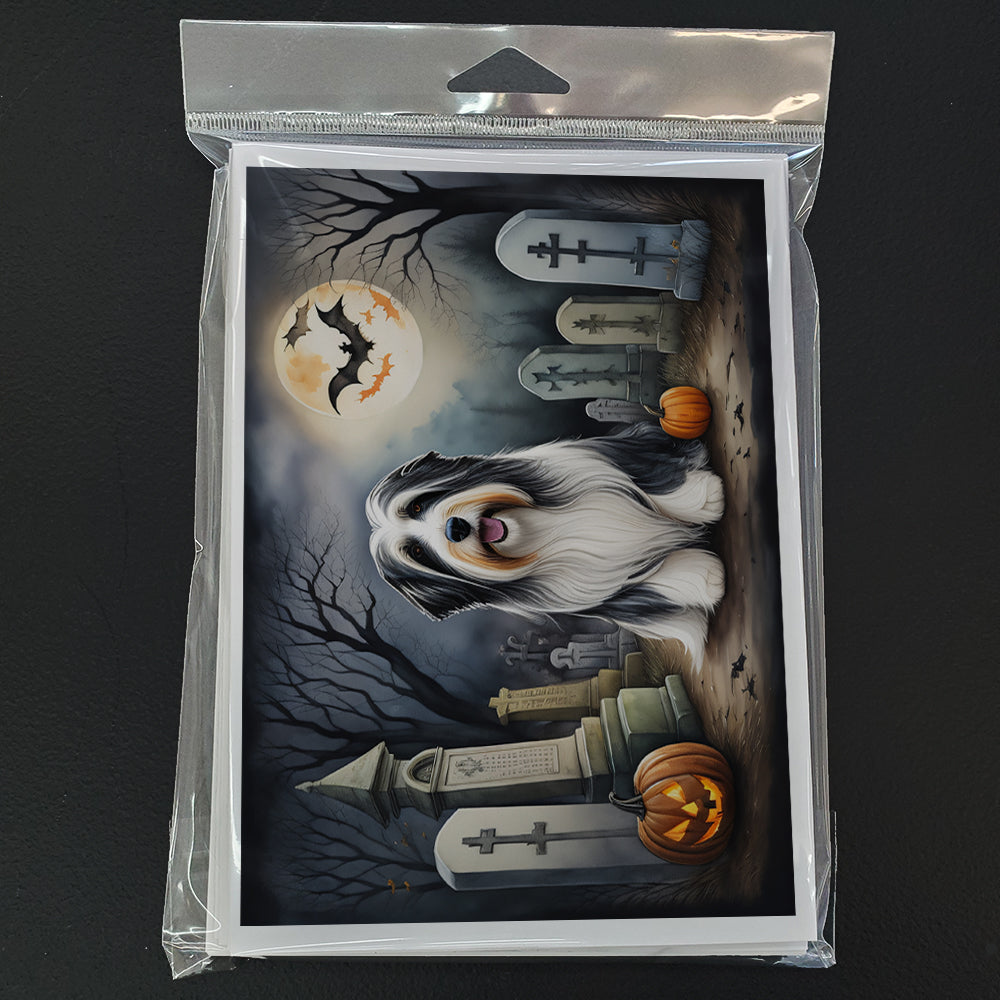 Bearded Collie Spooky Halloween Greeting Cards Pack of 8