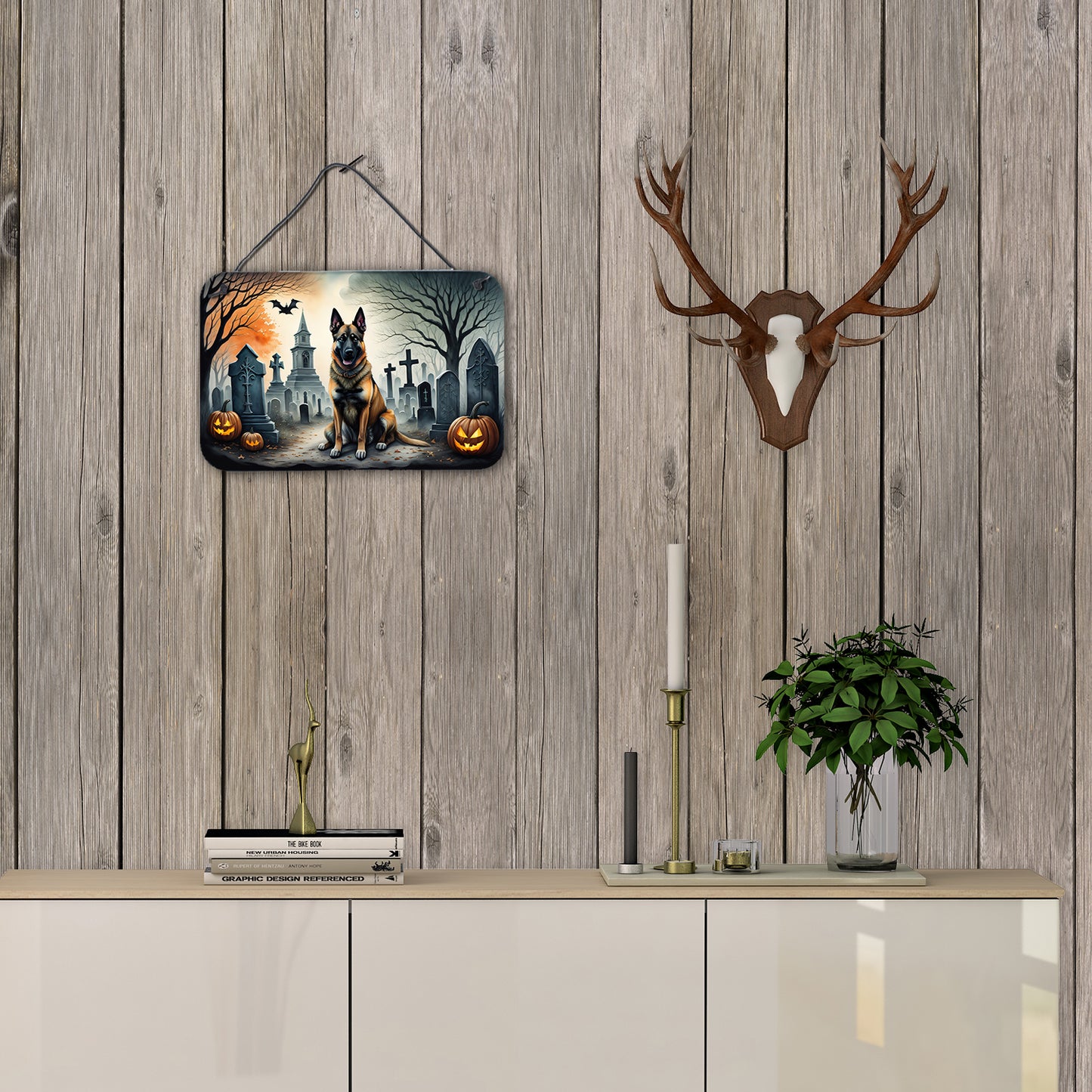Belgian Malinois Spooky Halloween Wall or Door Hanging Prints