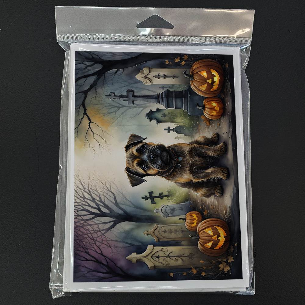 Border Terrier Spooky Halloween Greeting Cards Pack of 8