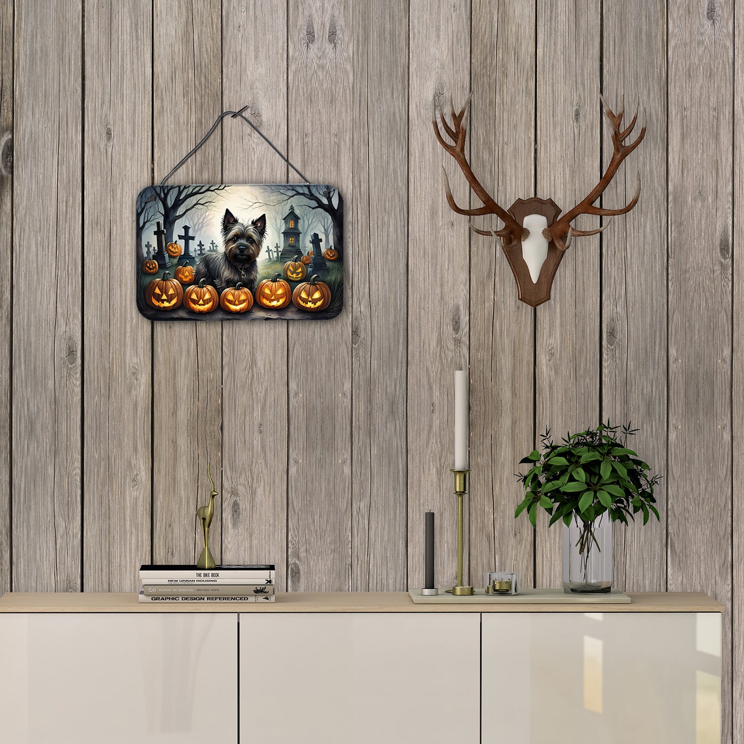 Cairn Terrier Spooky Halloween Wall or Door Hanging Prints