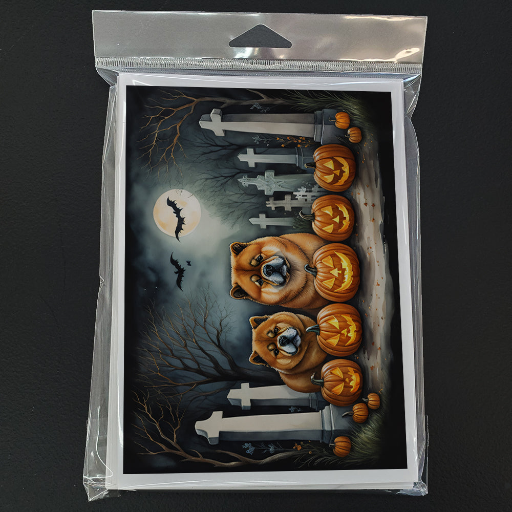 Chow Chow Spooky Halloween Greeting Cards Pack of 8