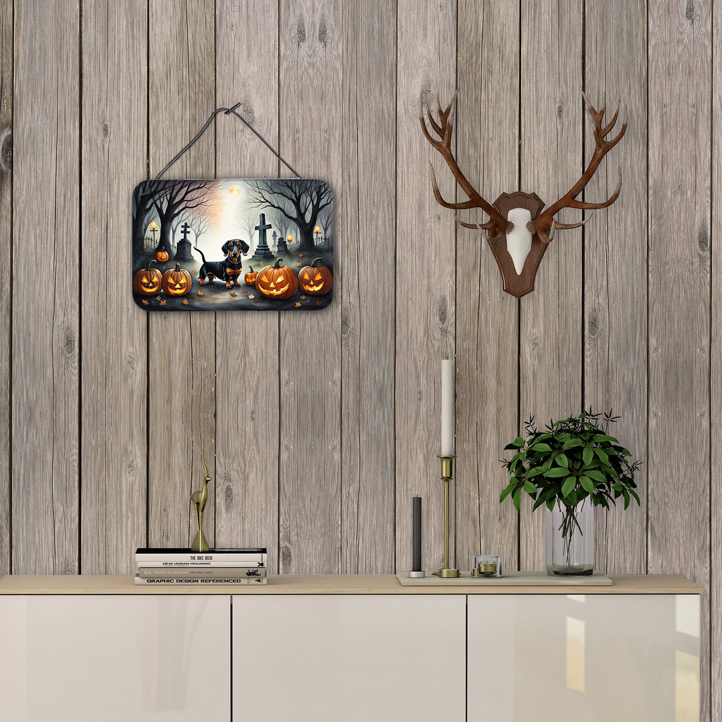 Dachshund Spooky Halloween Wall or Door Hanging Prints