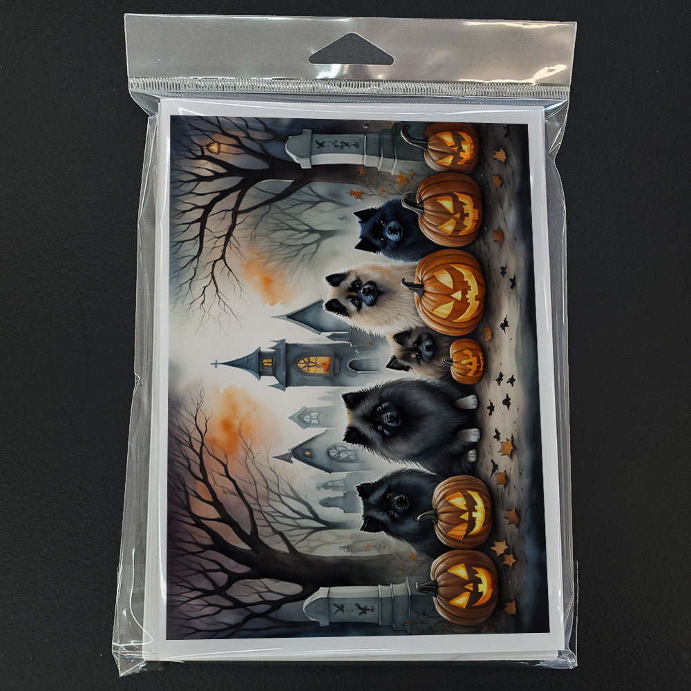 Keeshond Spooky Halloween Greeting Cards Pack of 8