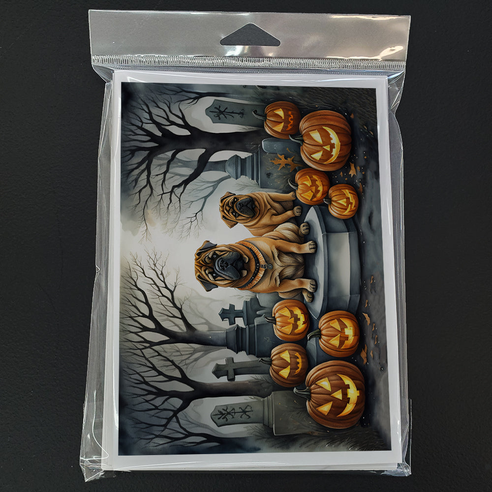 Shar Pei Spooky Halloween Greeting Cards Pack of 8