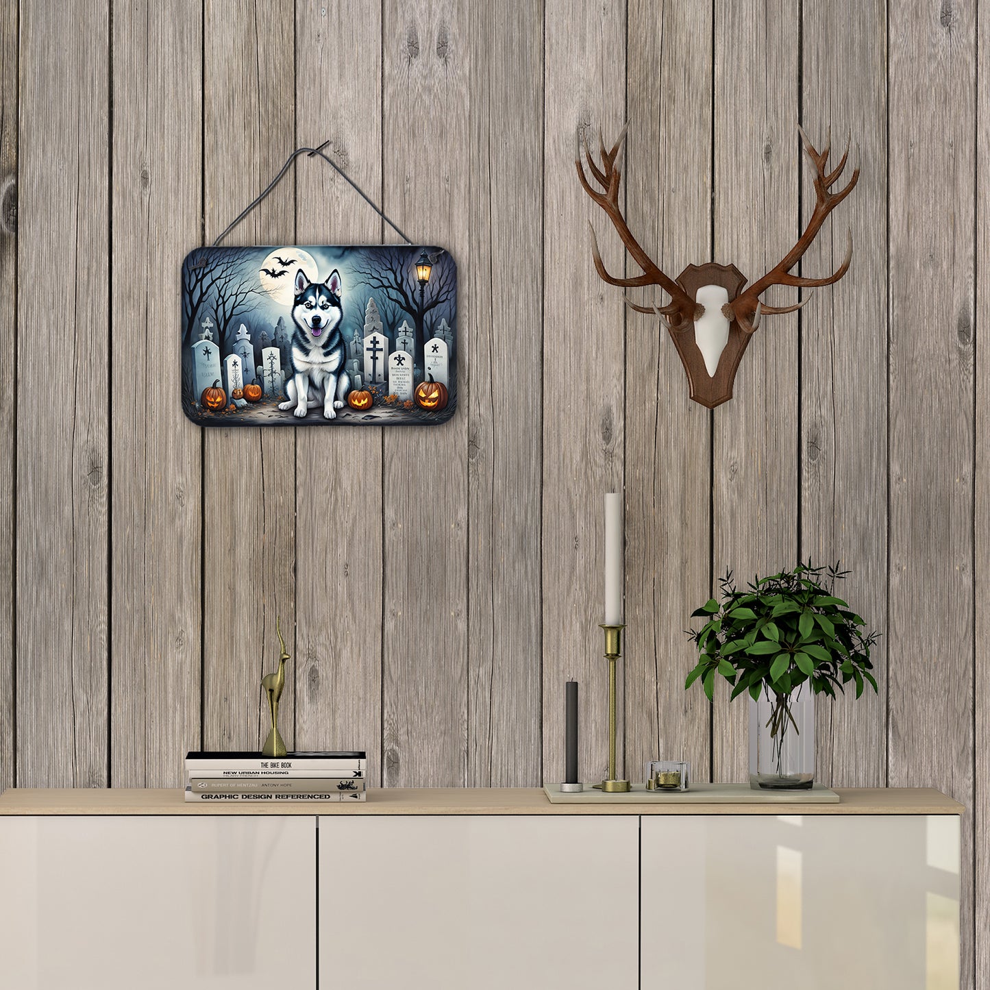 Siberian Husky Spooky Halloween Wall or Door Hanging Prints
