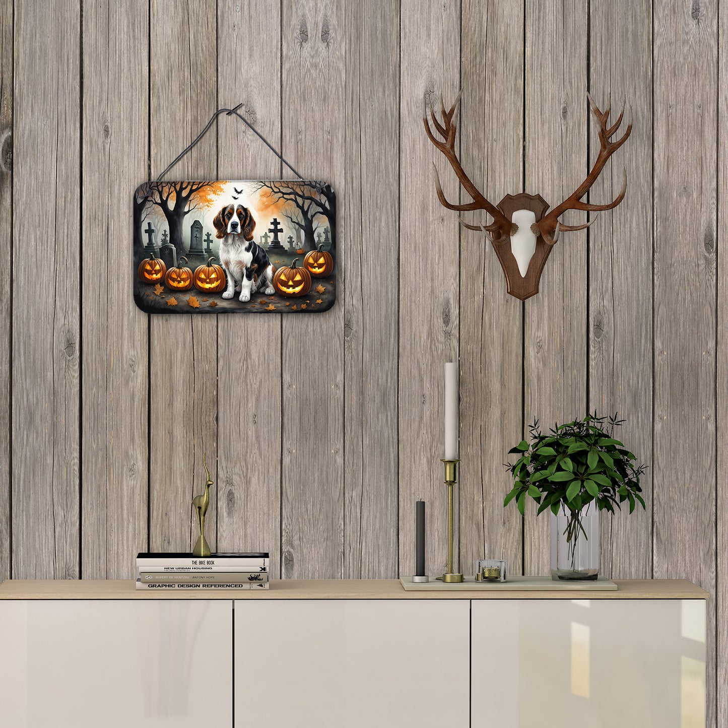 Welsh Springer Spaniel Spooky Halloween Wall or Door Hanging Prints