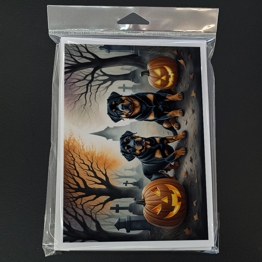 Rottweiler Spooky Halloween Greeting Cards Pack of 8